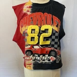 80s Corvette Stingray Chevy Mens T-shirt SOFT sleeveless Distressed Size Large
